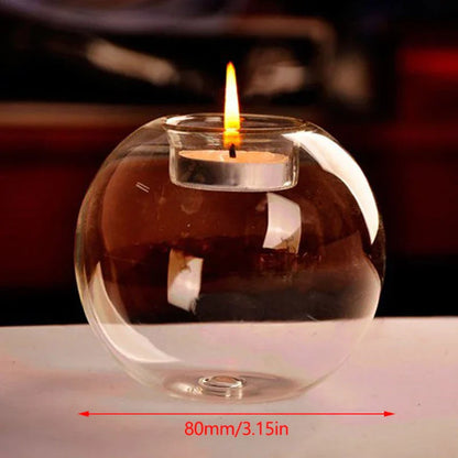 Porte-bougie chauffe-plat rond en verre transparent