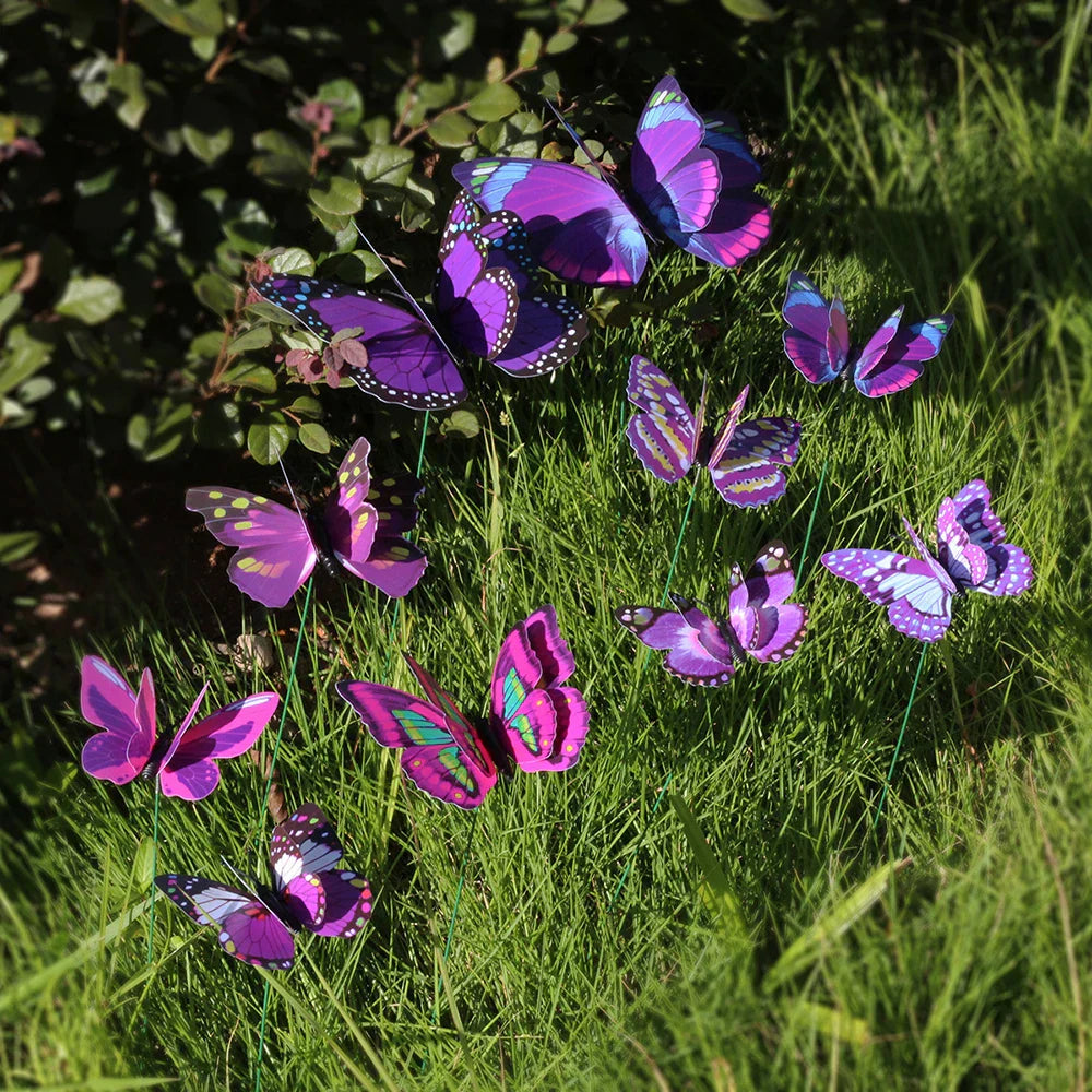 Vibrant Outdoor Butterfly Garden Decor Set of 10 - Halri