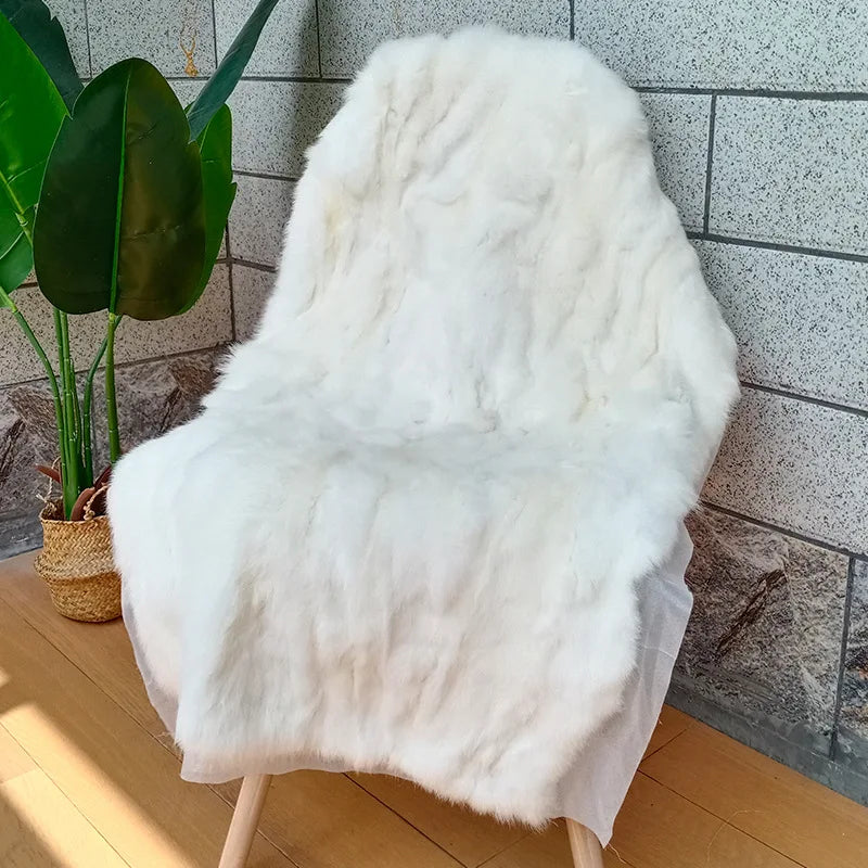 Tapis en fausse fourrure douce et moelleuse 100x50 cm, jeté naturel fait main
