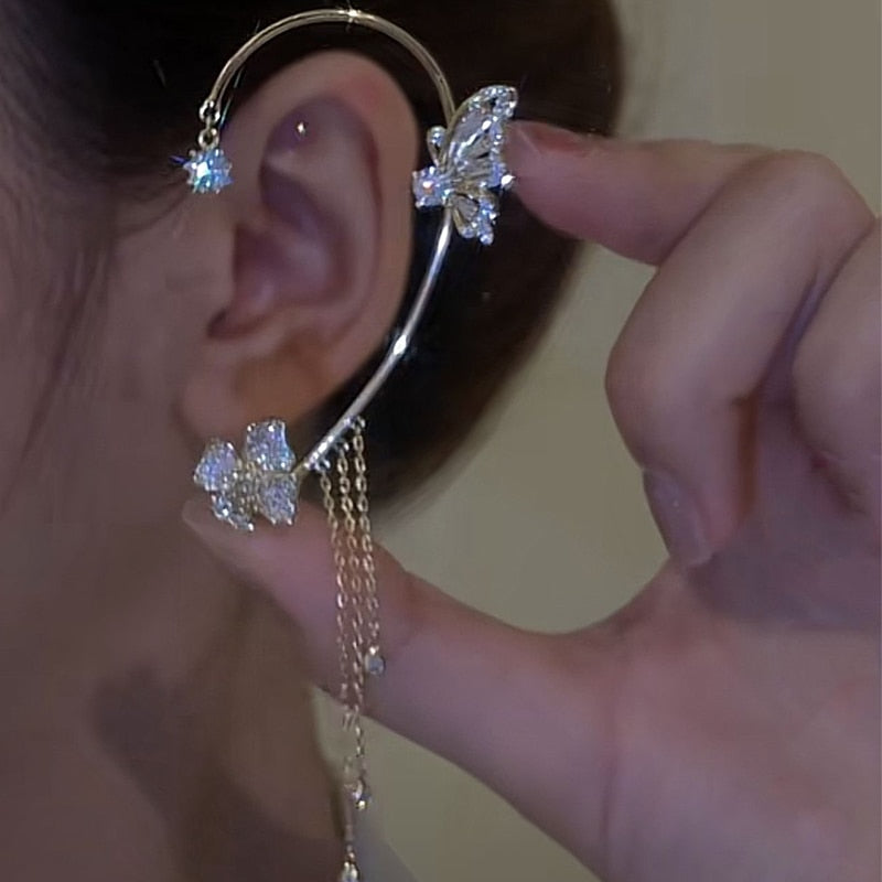 Boucles d'oreilles pendantes florales colorées à clip
