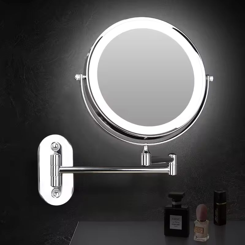 Miroir de maquillage portable à LED avec zoom 3x