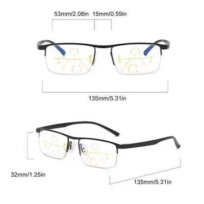 Smart Progressive Reading Glasses with Multi-Zone Lenses – Lightweight Anti-Glare Design for Clear Vision