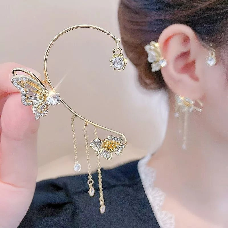 Magnifiques boucles d'oreilles papillon ornées de pierres de zircone étincelantes