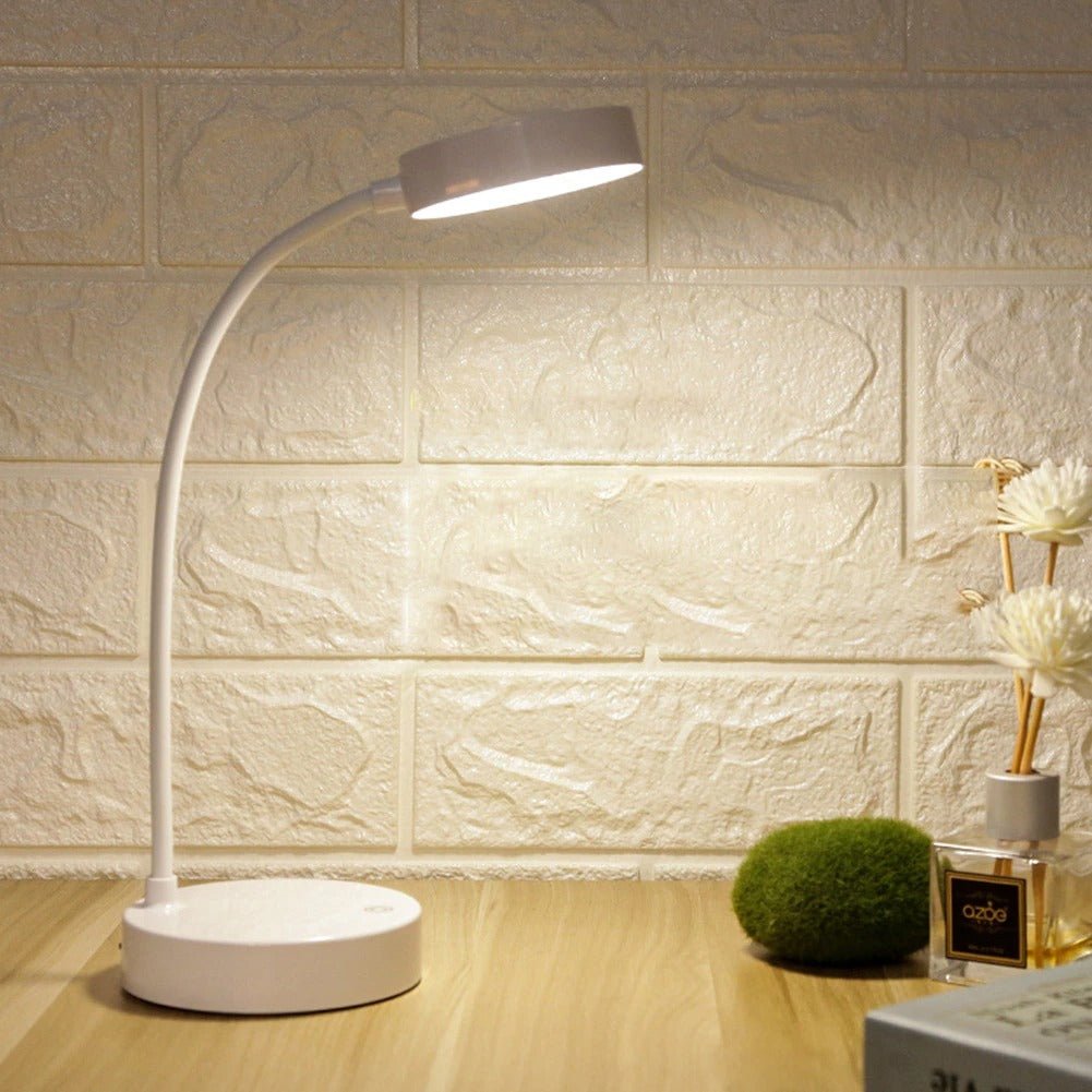 Touch Control Reading Light with Flexible Gooseneck and USB Charging – Ideal Bedside Reading Lamp in Matte White 2