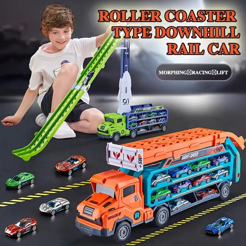 Truck Carrier Car Toy with Alloy Cars, No Batteries, Multi-Mode, Safe for Ages 4+