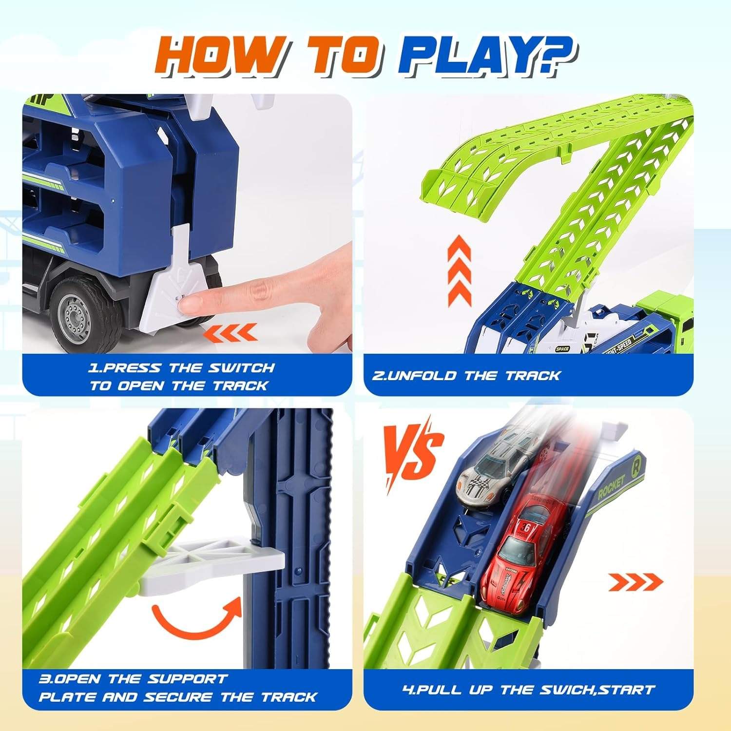 Truck Carrier Car Toy with Alloy Cars, No Batteries, Multi-Mode, Safe for Ages 4+