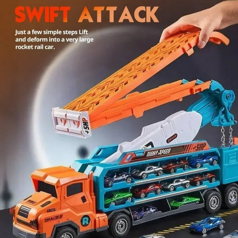 Truck Carrier Car Toy with Alloy Cars, No Batteries, Multi-Mode, Safe for Ages 4+