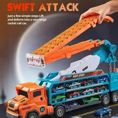 Truck Carrier Car Toy with Alloy Cars, No Batteries, Multi-Mode, Safe for Ages 4+