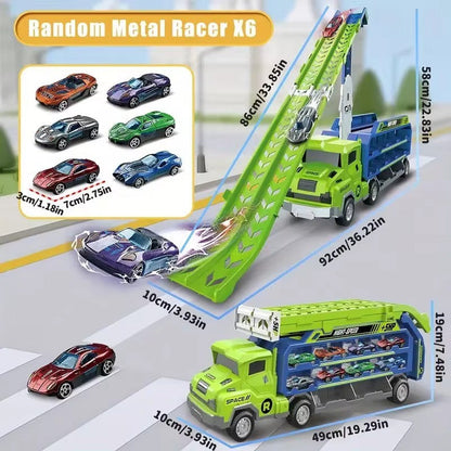 Truck Carrier Car Toy with Alloy Cars, No Batteries, Multi-Mode, Safe for Ages 4+