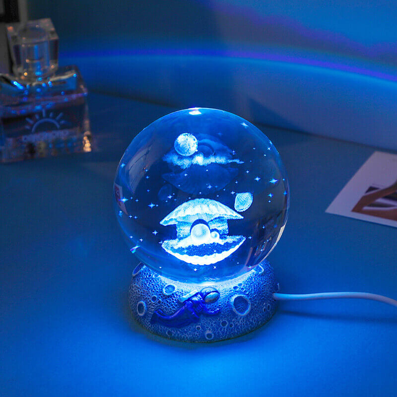 Lampe de table LED globe océanique colorée