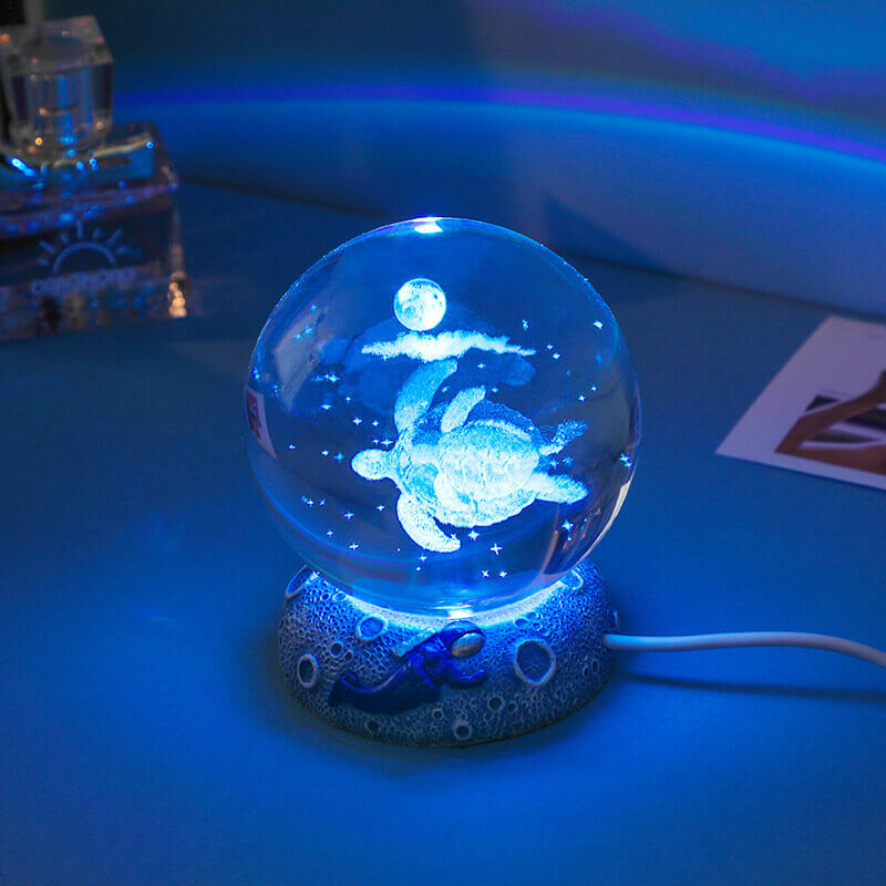 Lampe de table LED globe océanique colorée