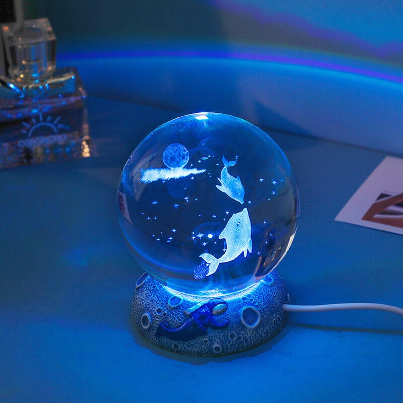 Lampe de table LED globe océanique colorée