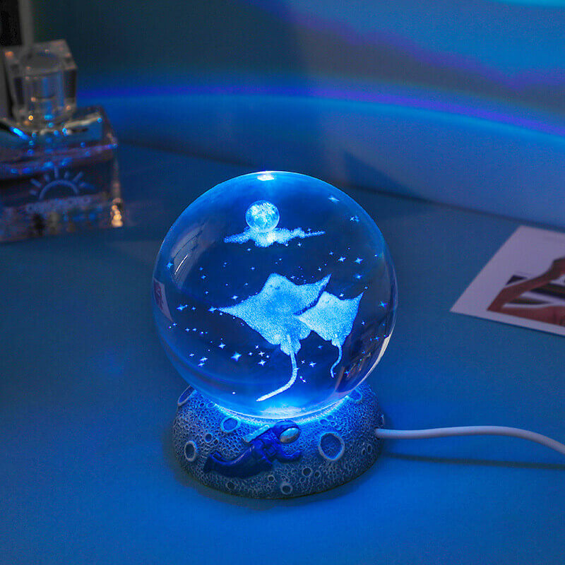 Lampe de table LED globe océanique colorée