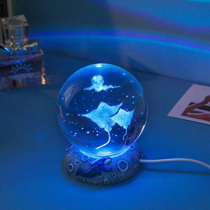 Lampe de table LED globe océanique colorée
