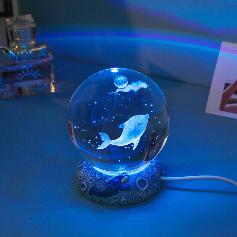 Lampe de table LED globe océanique colorée