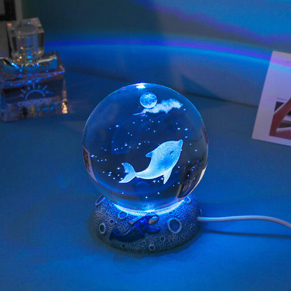 Lampe de table LED globe océanique colorée
