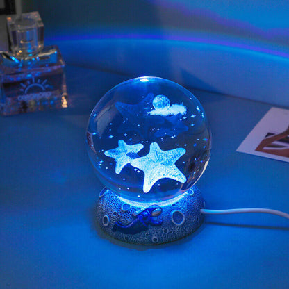 Lampe de table LED globe océanique colorée