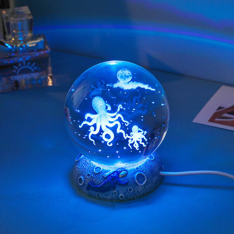 Lampe de table LED globe océanique colorée