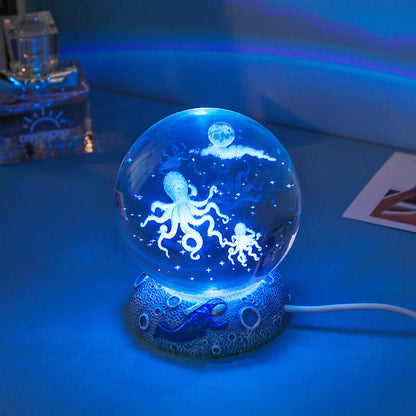 Lampe de table LED globe océanique colorée
