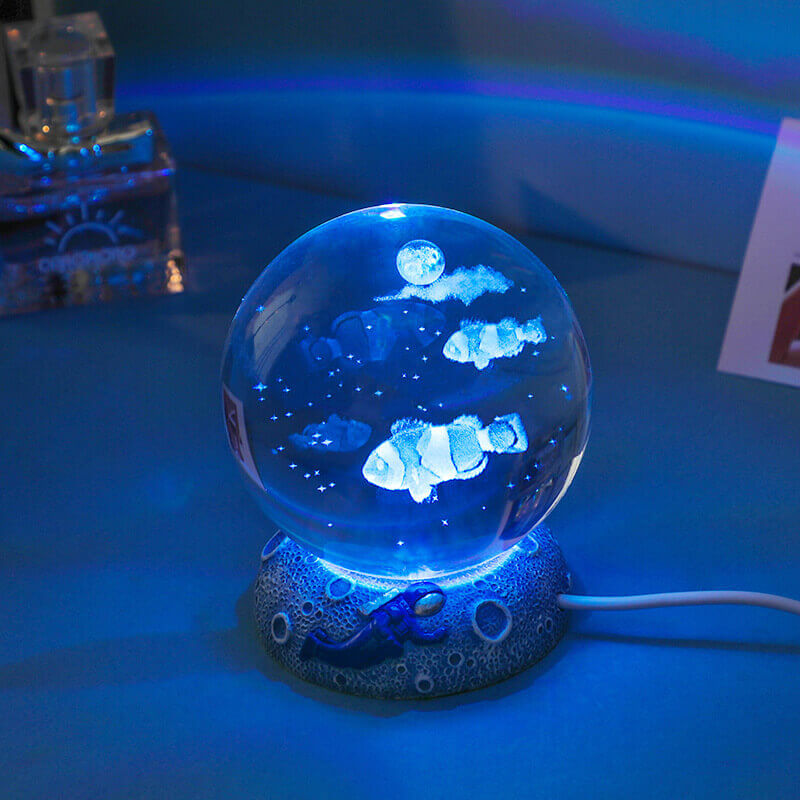 Lampe de table LED globe océanique colorée