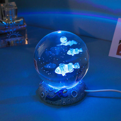 Lampe de table LED globe océanique colorée