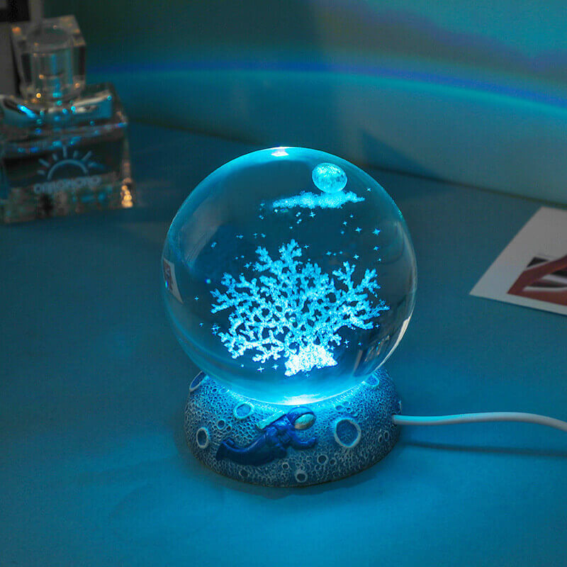Lampe de table LED globe océanique colorée