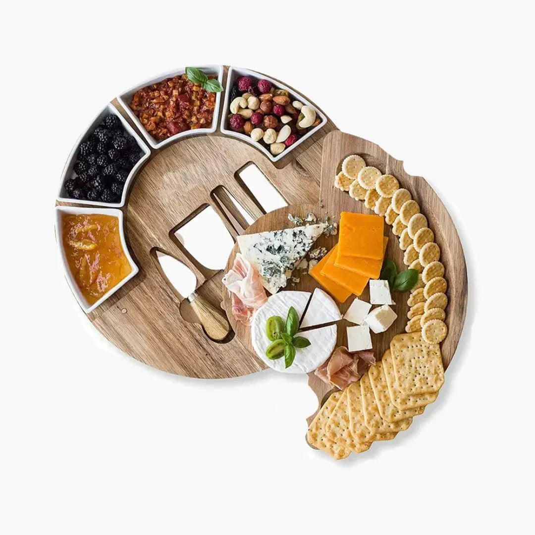 Deluxe Wooden Cheese Board and Knife Gift Set - Halri