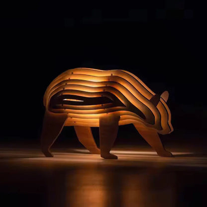 Lampe rustique artisanale en bois en forme d'animal