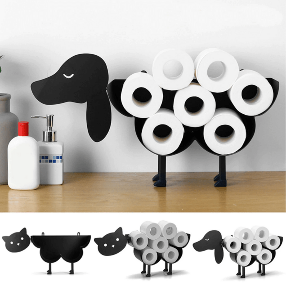 Porte-papier toilette rustique en métal en forme d'animal