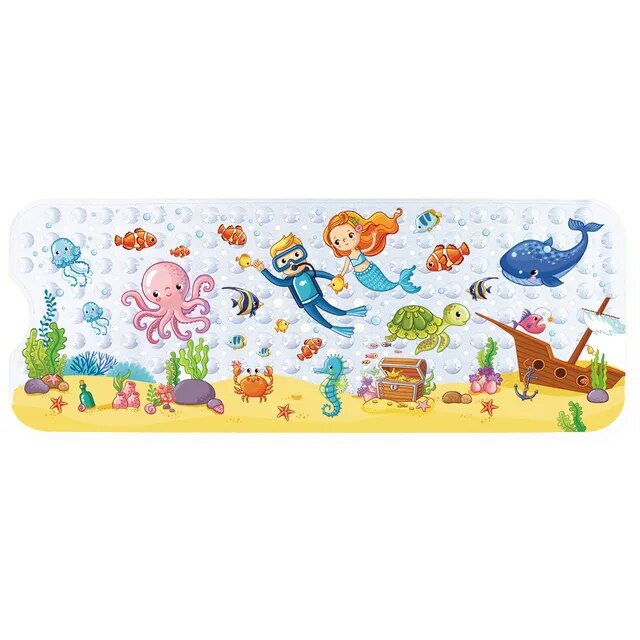 Tapis de bain amusant pour enfants avec ventouses et motifs colorés