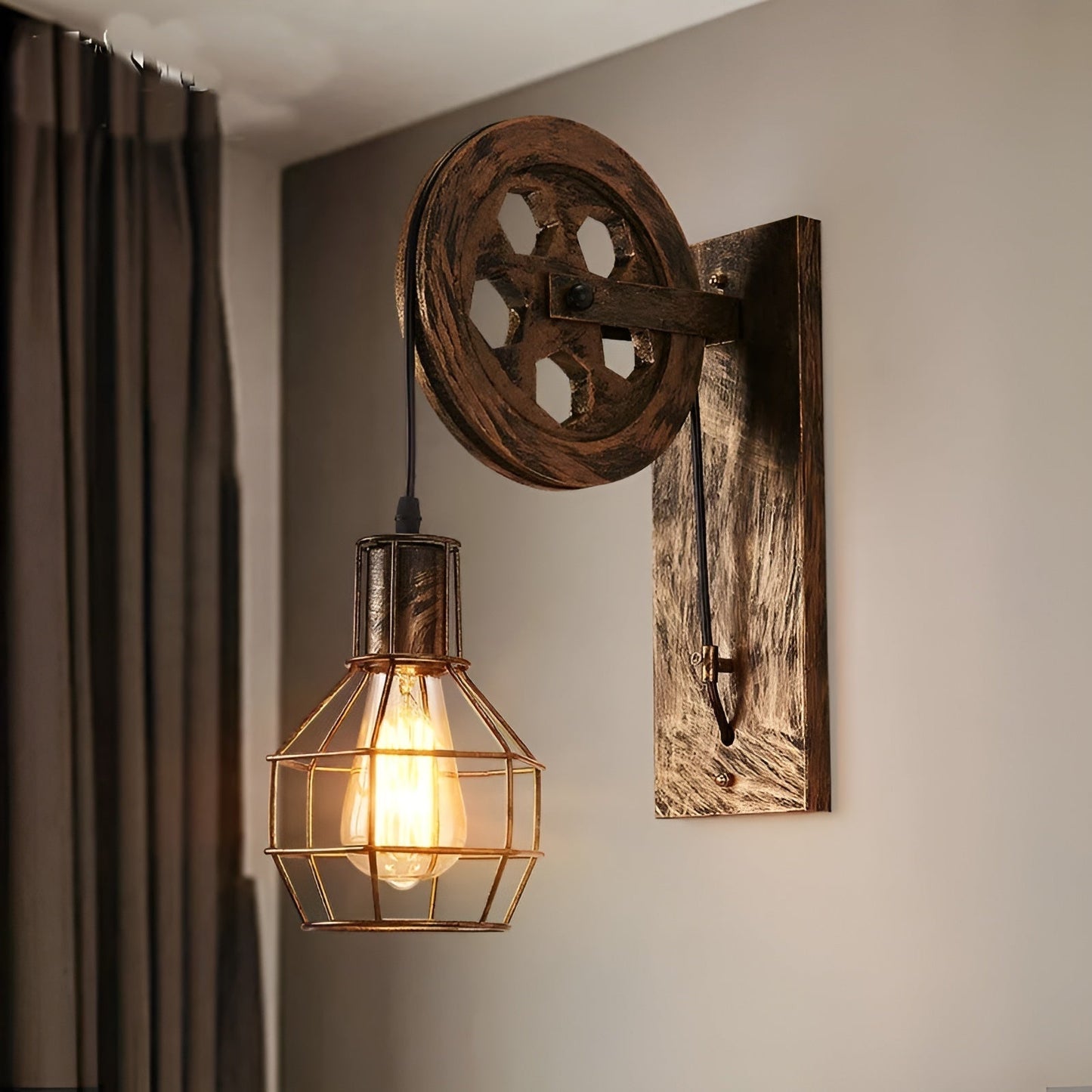 Applique murale LED en métal rustique – Lampe industrielle moderne 