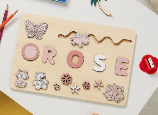 Puzzle en bois gravé personnalisé avec nom