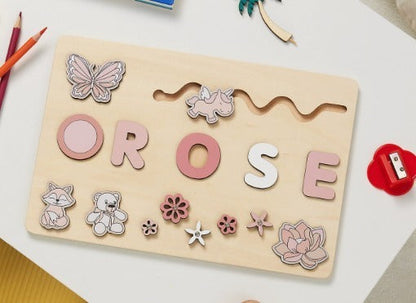 Puzzle en bois gravé personnalisé avec nom