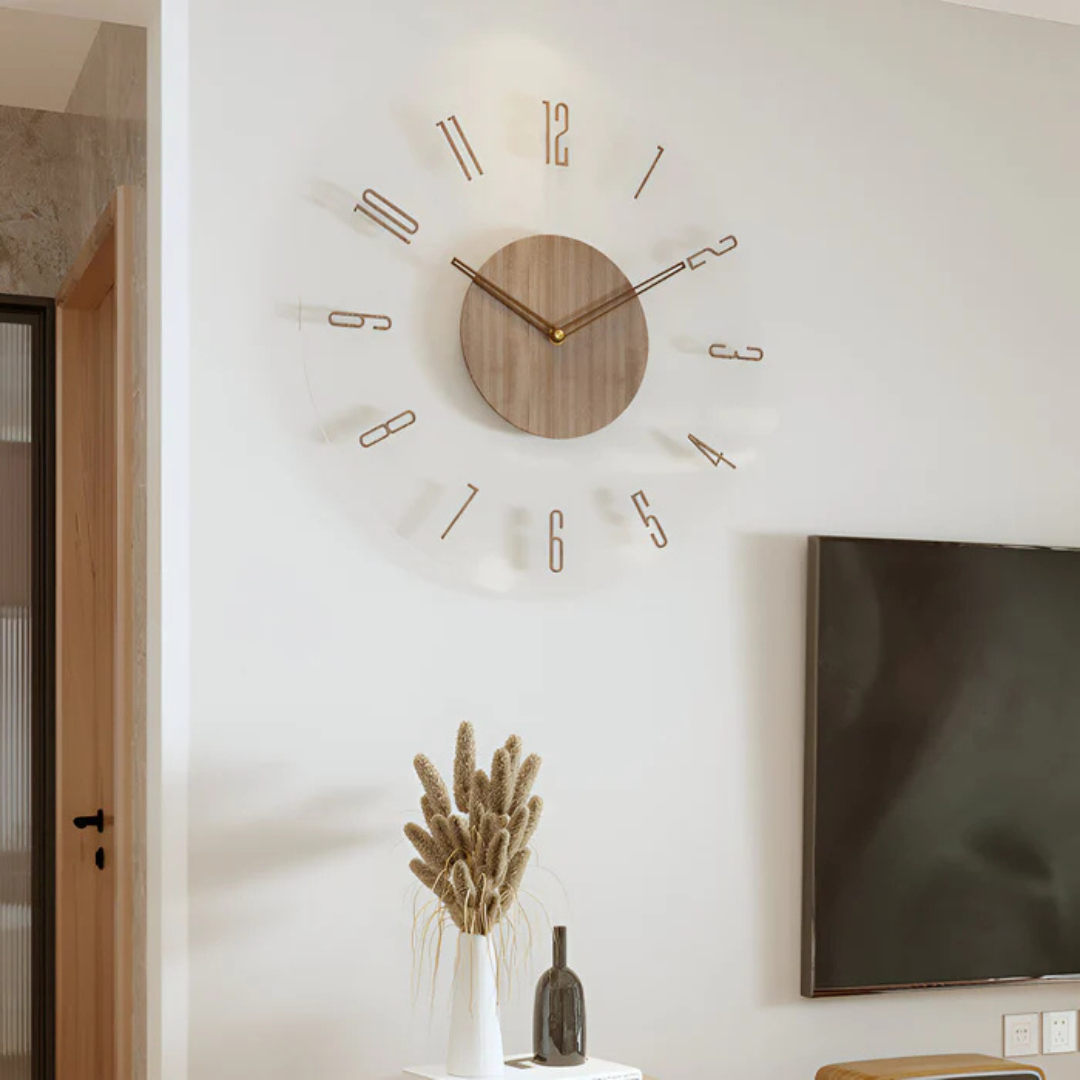 Horloge murale contemporaine en bois silencieuse