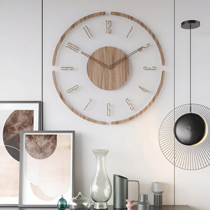 Horloge murale contemporaine en bois silencieuse