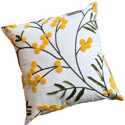 Bright Floral Embroidered Pillow Cover - Halri
