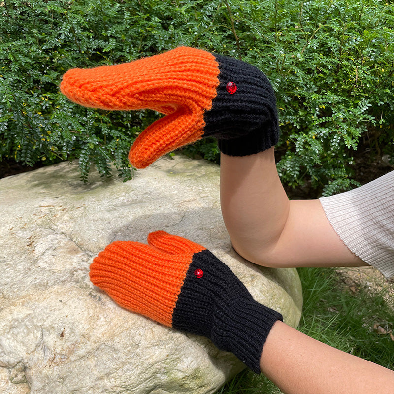 Gants en tricot originaux en forme de canard