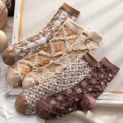 Lot de 5 paires de chaussettes courtes à motif floral classique