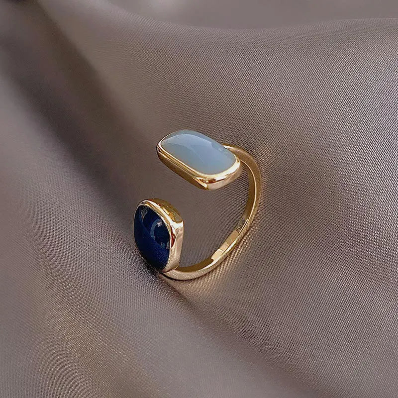 Bagues empilables géométriques bleues uniques 
