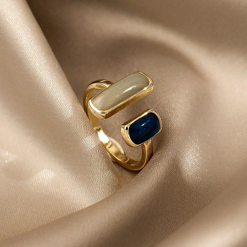 Unique Blue Geometric Stackable Rings - Halri