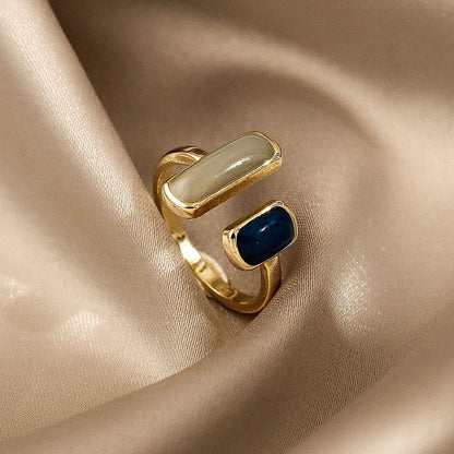 Unique Blue Geometric Stackable Rings - Halri