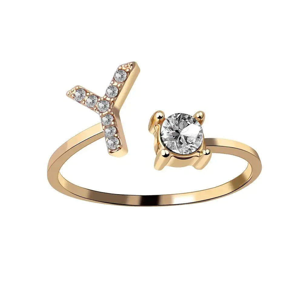 Bague en diamant personnalisée avec initiale délicate
