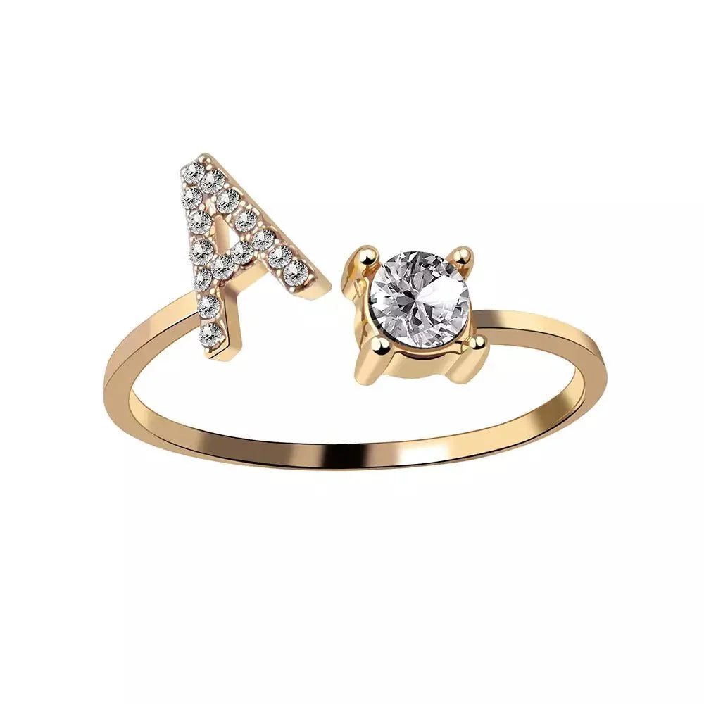Personalized Delicate Initial Diamond Ring - Halri