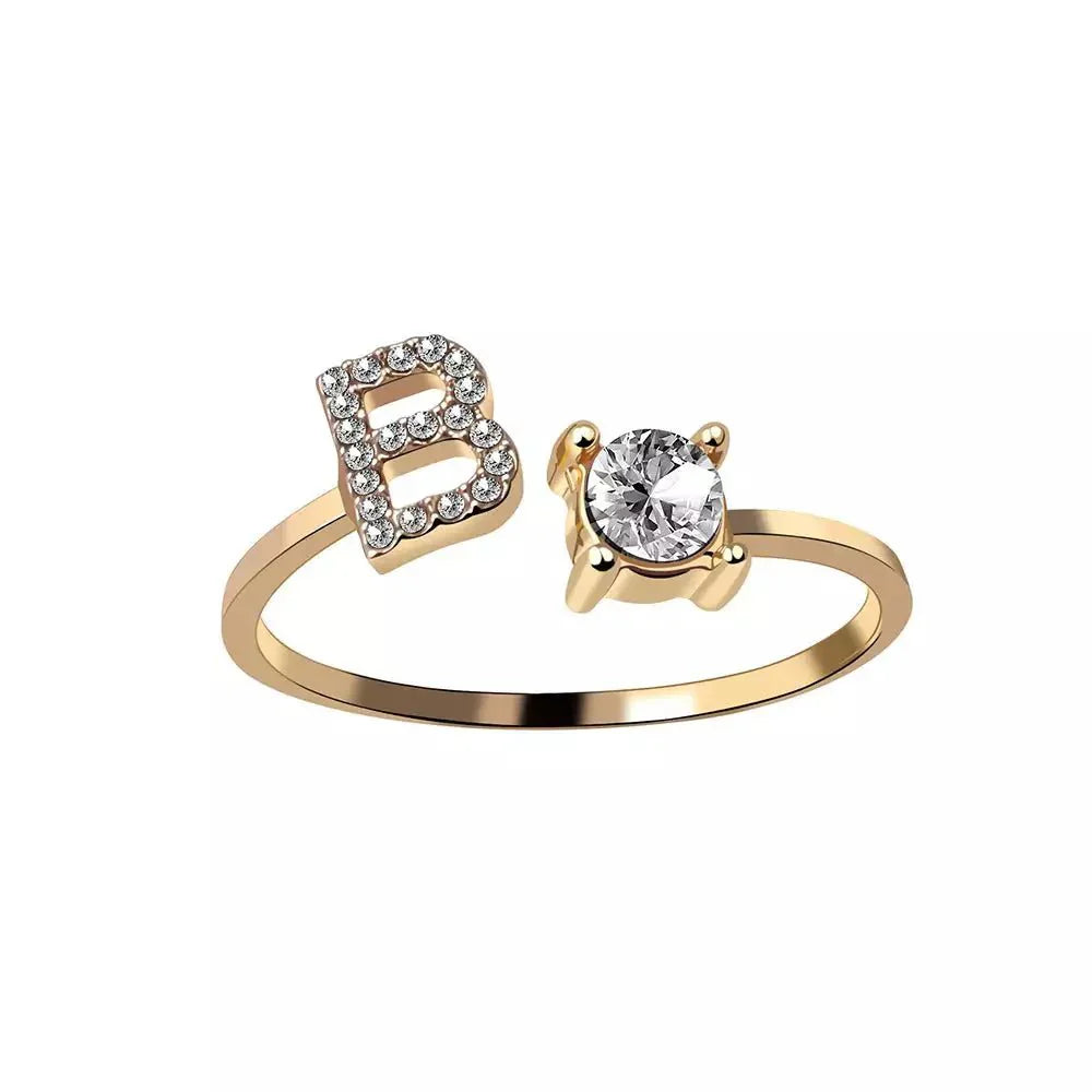 Bague en diamant personnalisée avec initiale délicate
