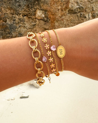 Personalized Gemstone Heart Shaped Bracelet
