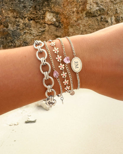 Personalized Gemstone Heart Shaped Bracelet