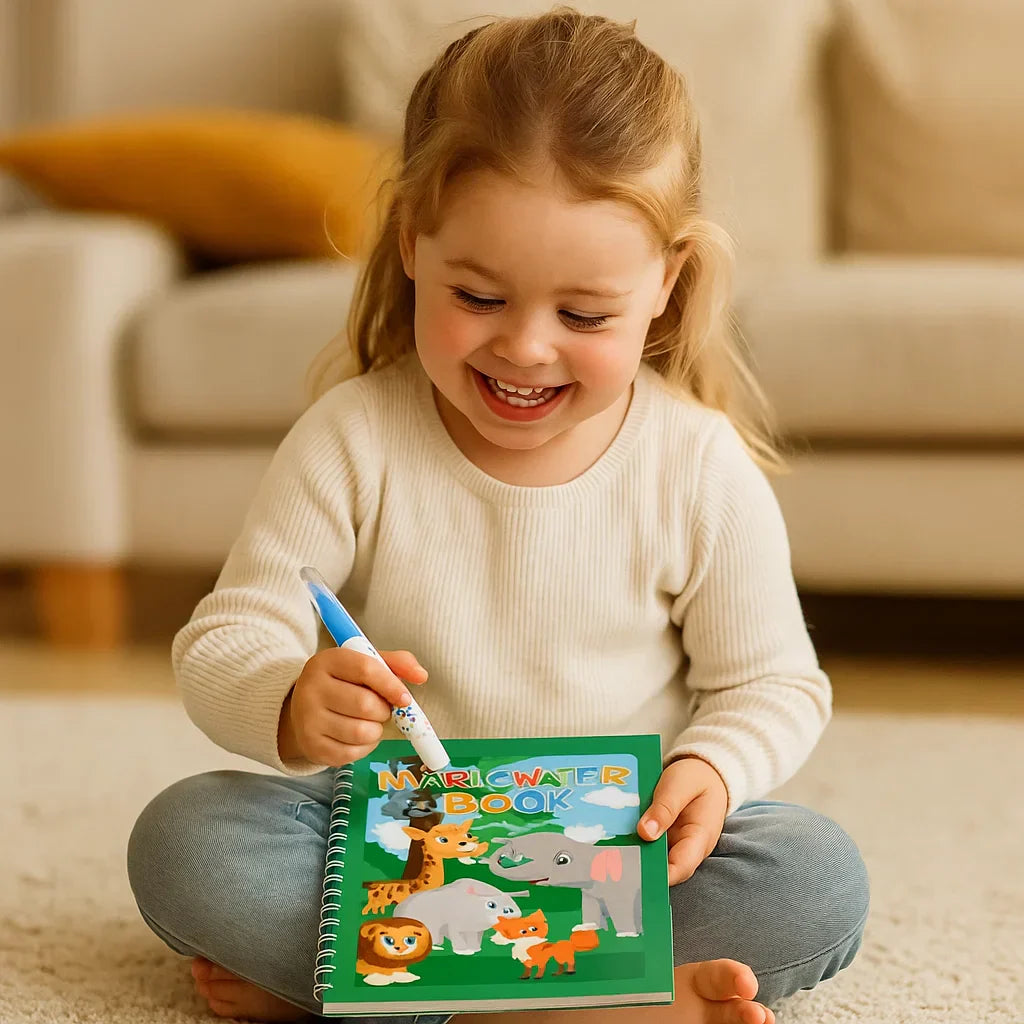 Coffret de livre de peinture aquarelle pour enfants avec pinceau.