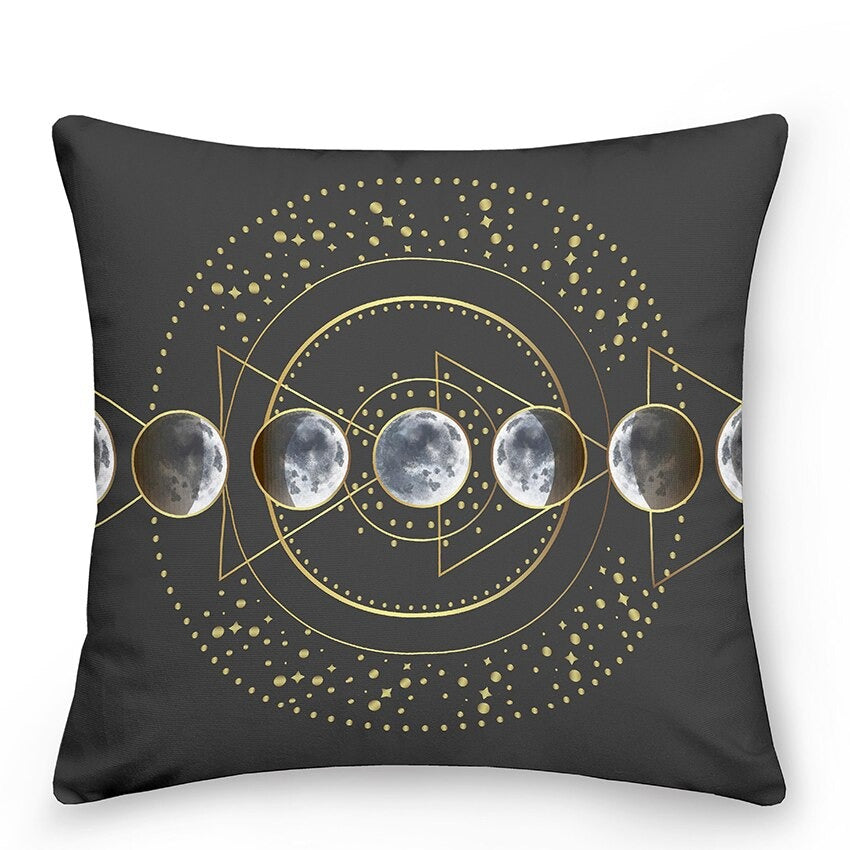 Coussins décoratifs astrologiques colorés Soleil et Lune