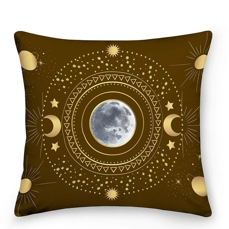 Coussins décoratifs astrologiques colorés Soleil et Lune