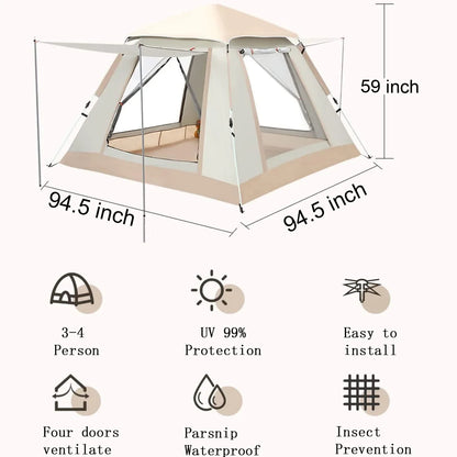 Quick Setup Family Camping Pop Up Tents For 4